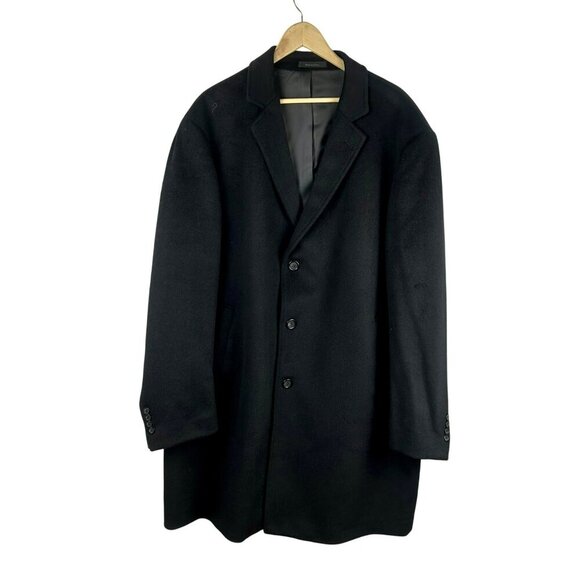 Madison Classic Top Coat Dress‎ Coat Men XXL 50-52 Regular Black Wool Blend Work - Picture 1 of 8